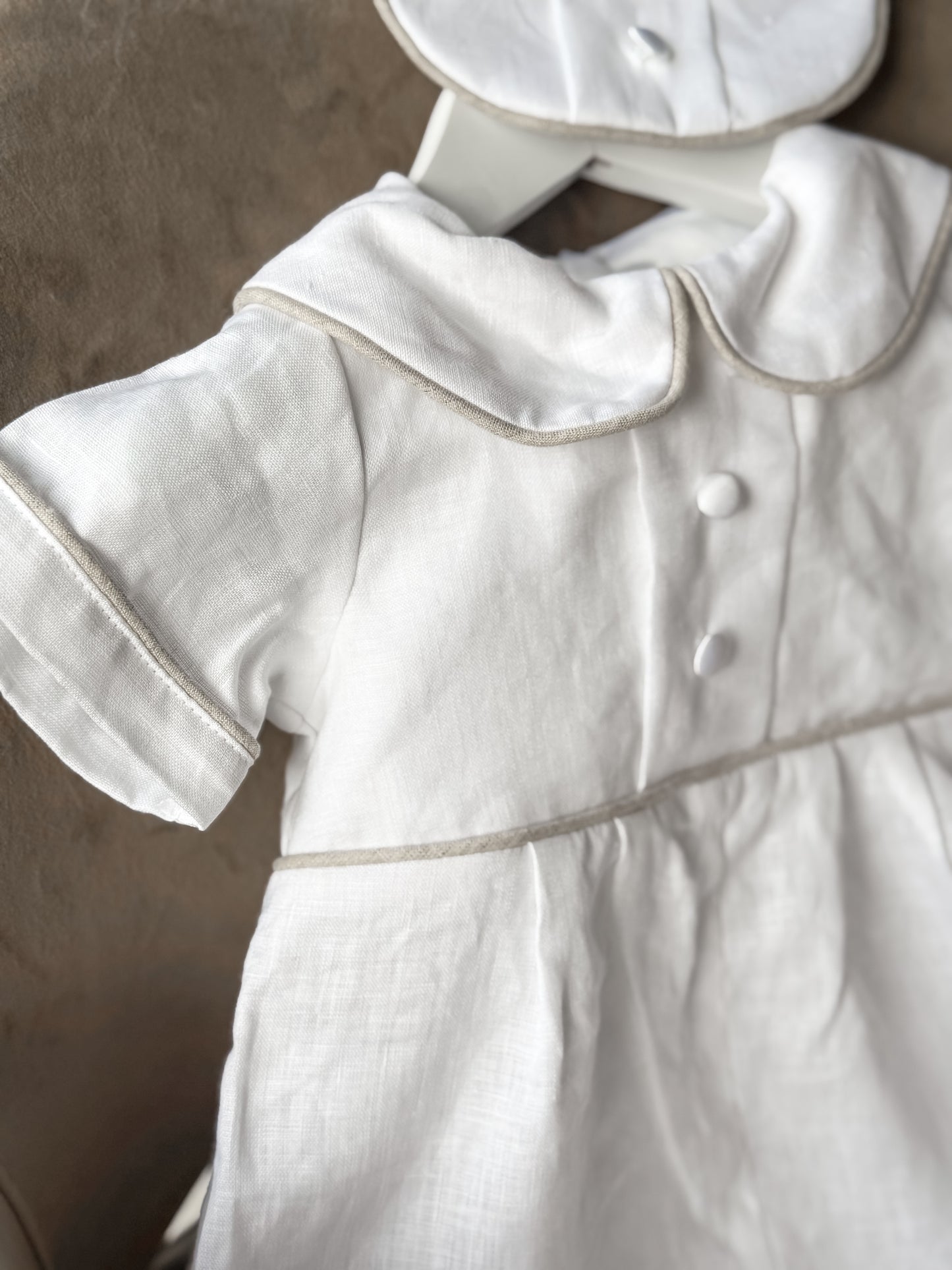 Lorenzo Linen Christening Romper