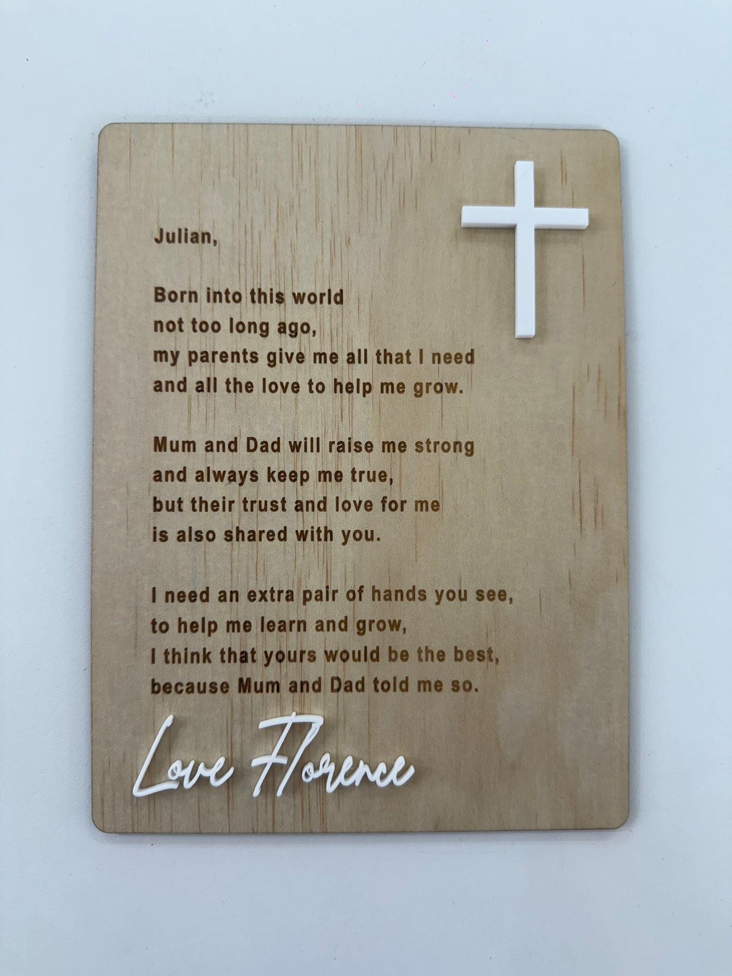 Godparent Poem Timber Personalised Plaque