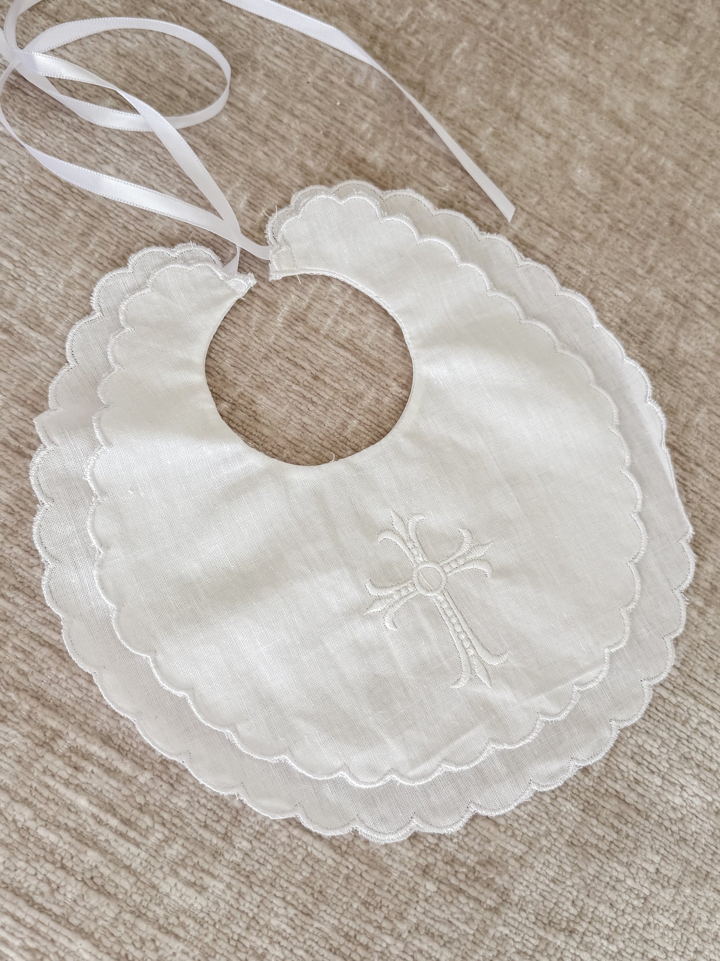 Christening Cross Cotton Bibs - Assorted