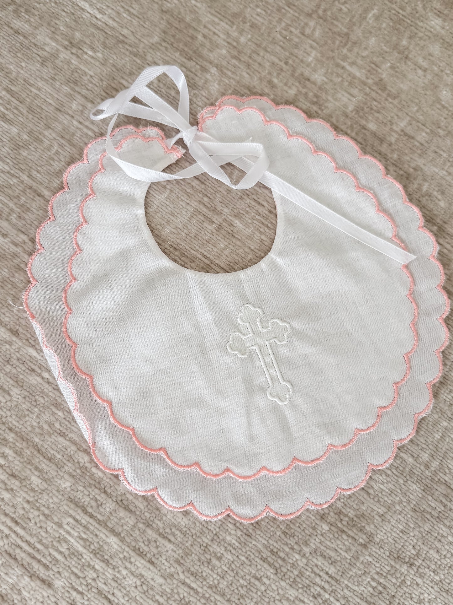 Christening Cross Cotton Bibs - Assorted