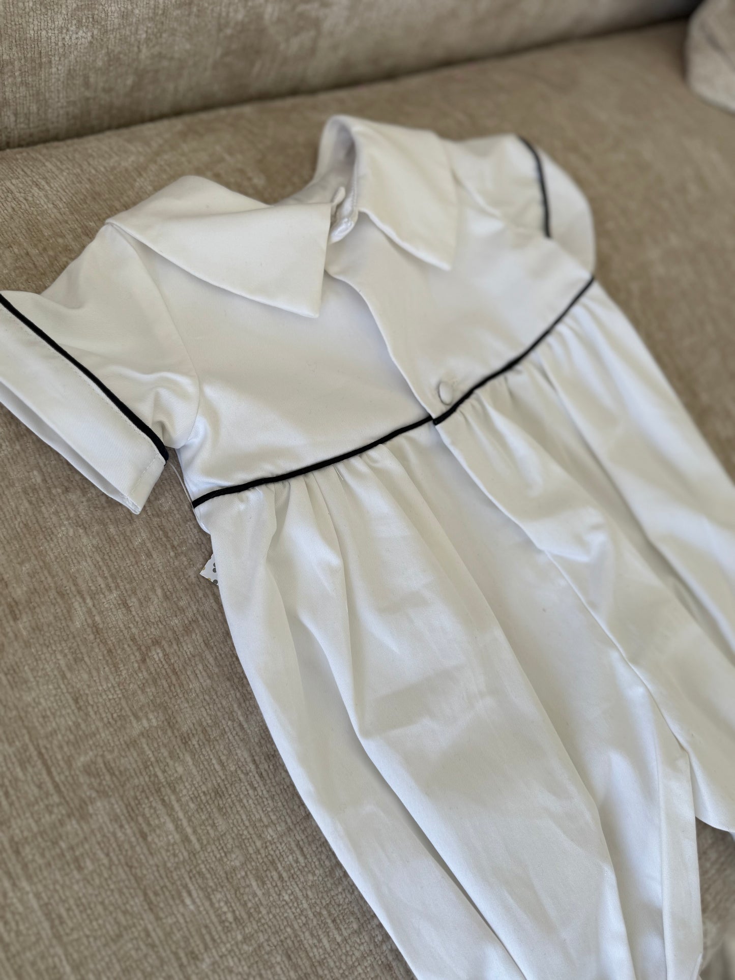 George Cotton Romper with Piping