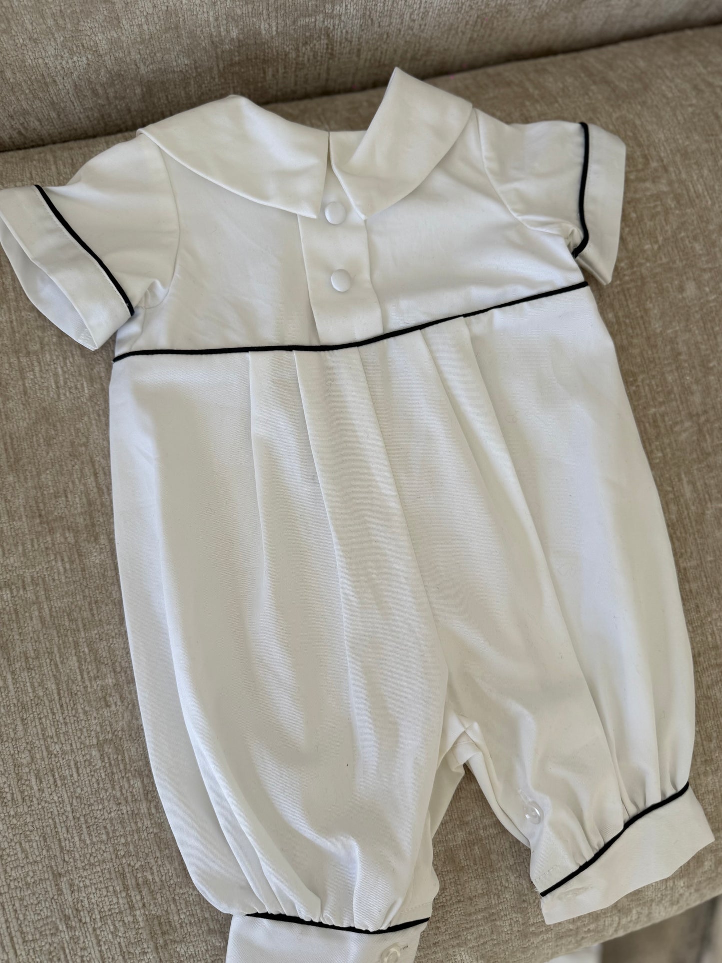 George Cotton Romper with Piping
