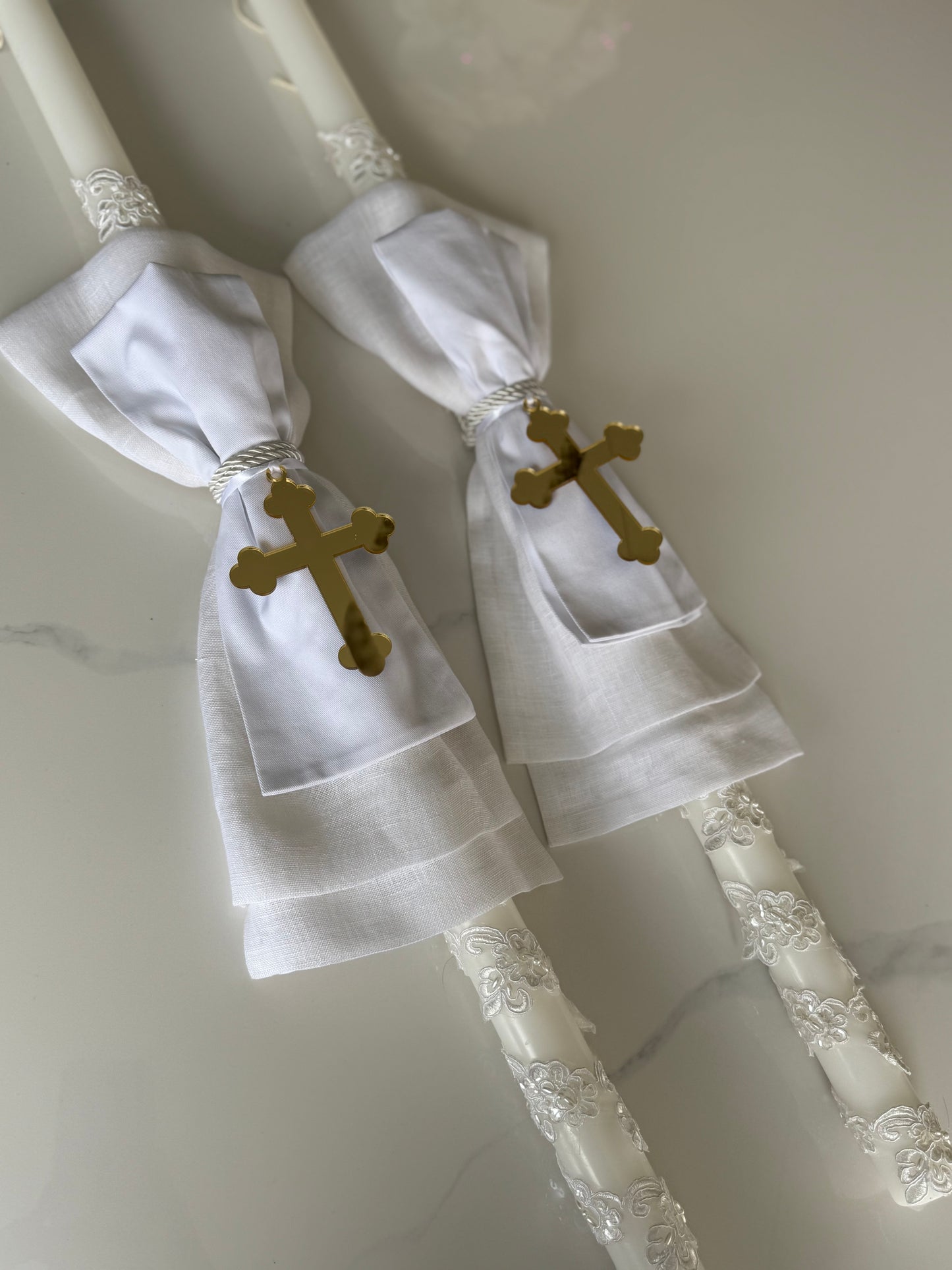 Orthodox Christening Candle - Lace