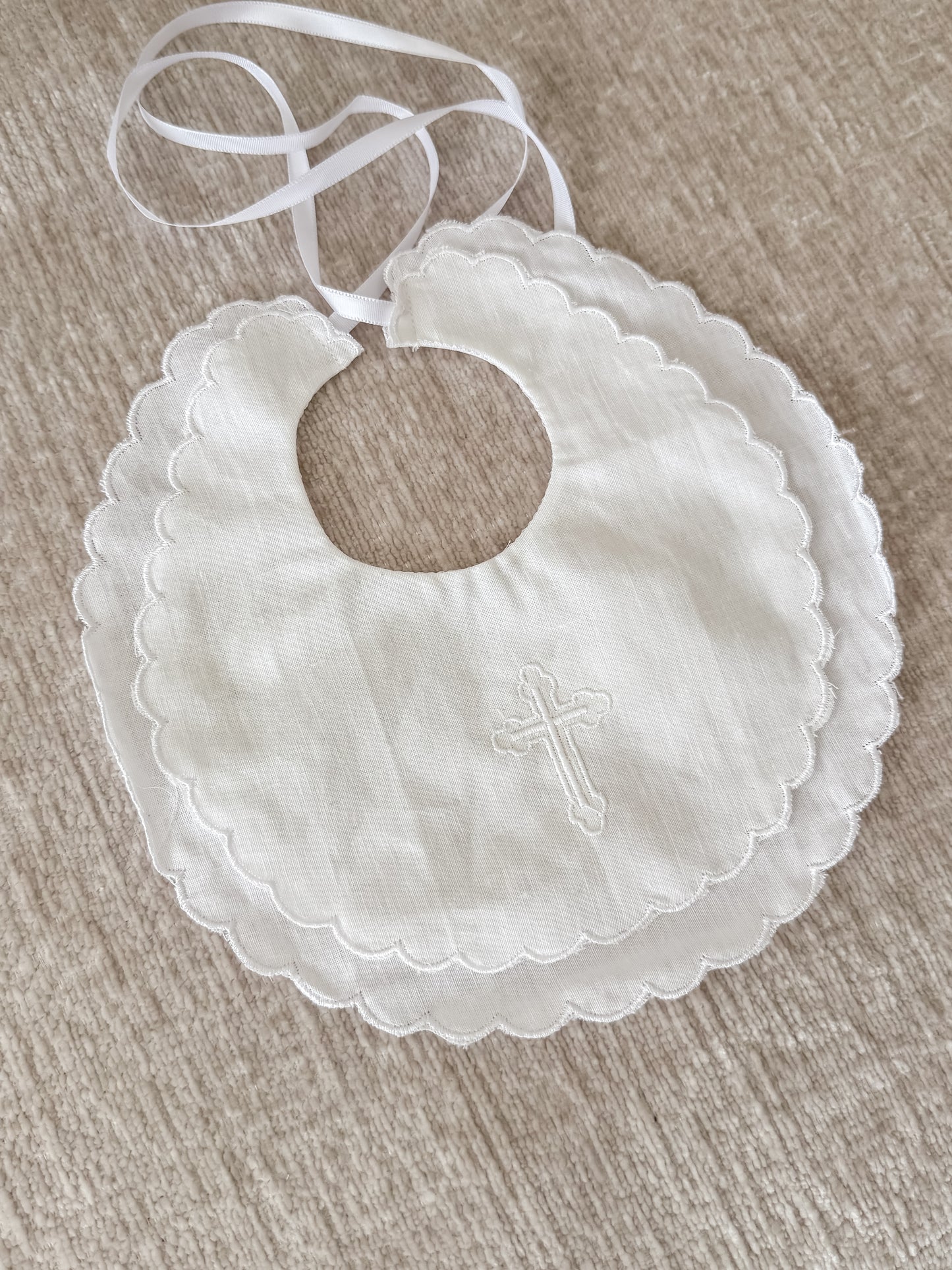 Christening Cross Cotton Bibs - Assorted