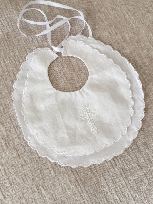 Christening Cross Cotton Bibs - Assorted