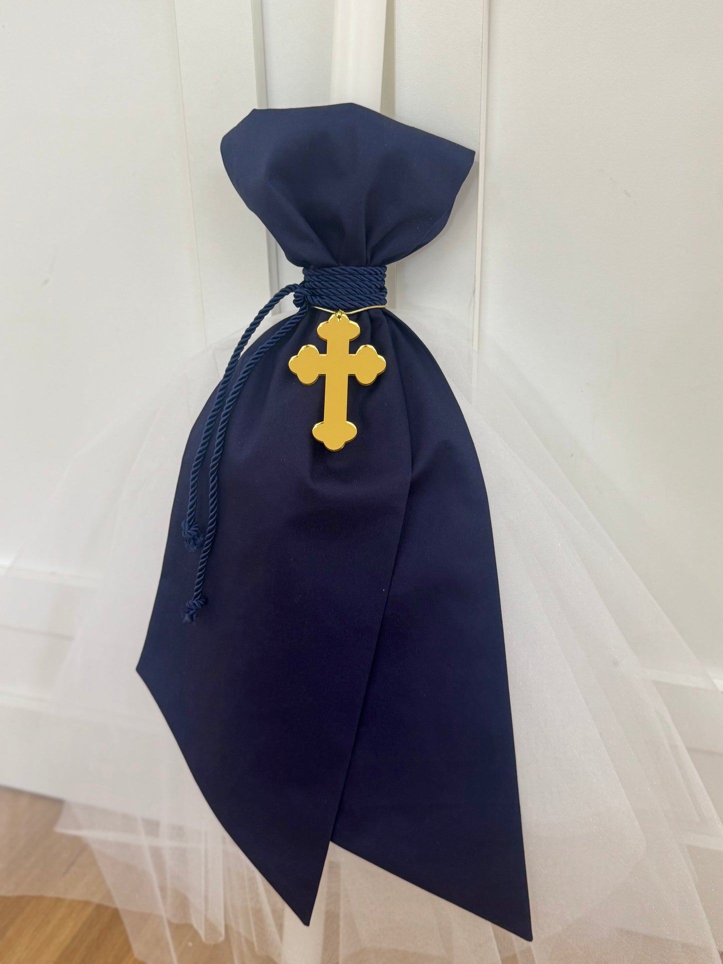 Orthodox Christening Candle - Layered Fabric