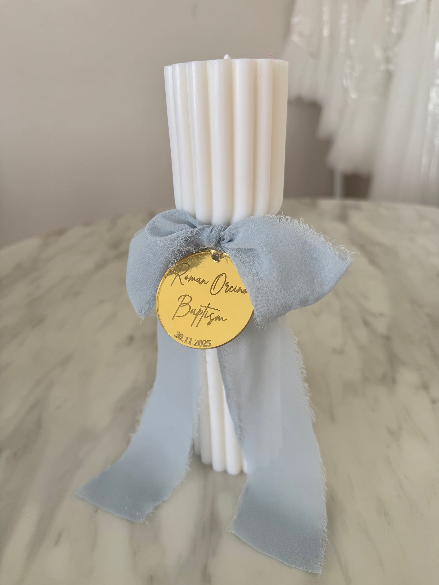 Hourglass Pillar Baptism Candle