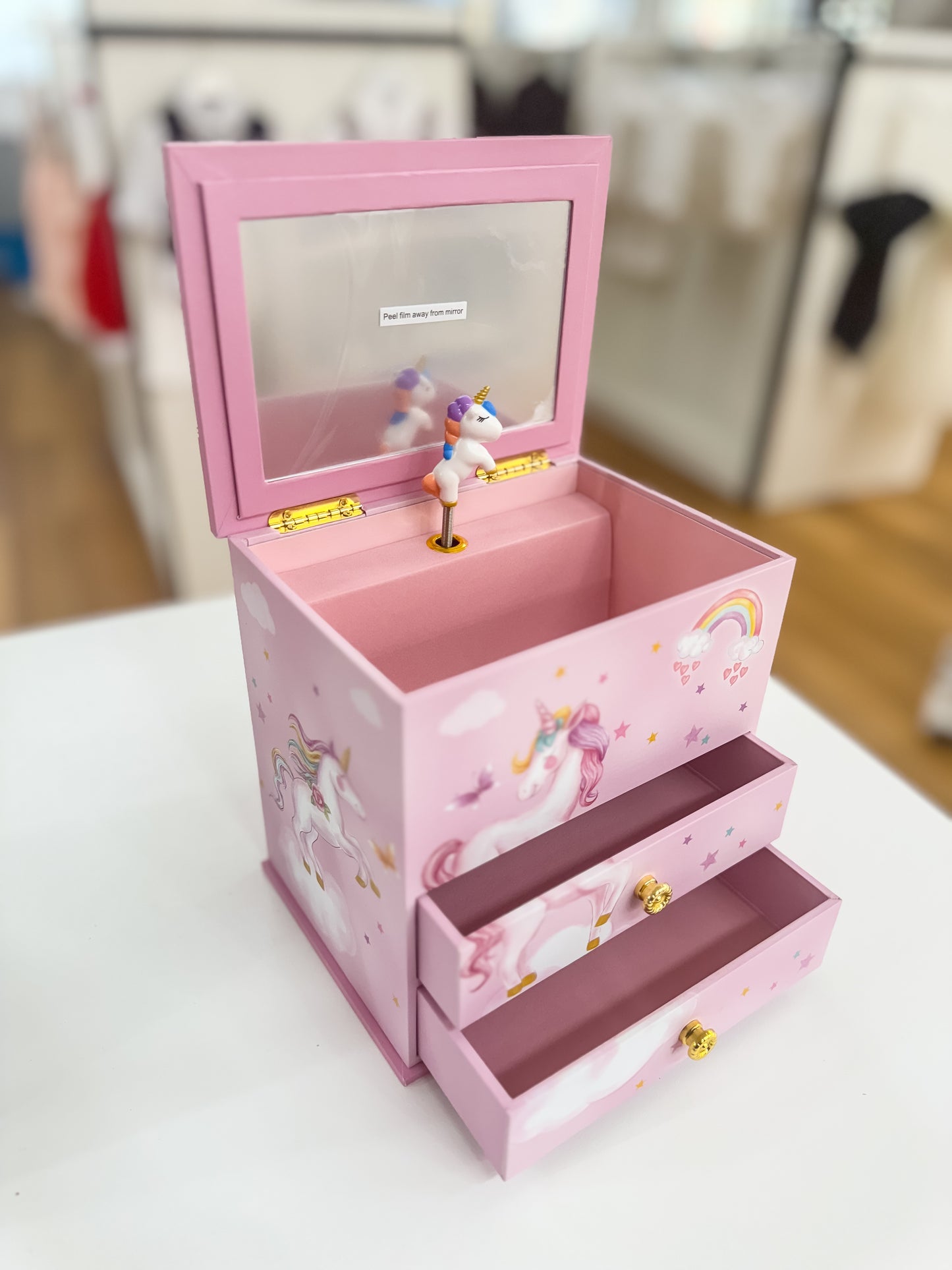 Unicorn Two Drawer Musical Jewellery Box