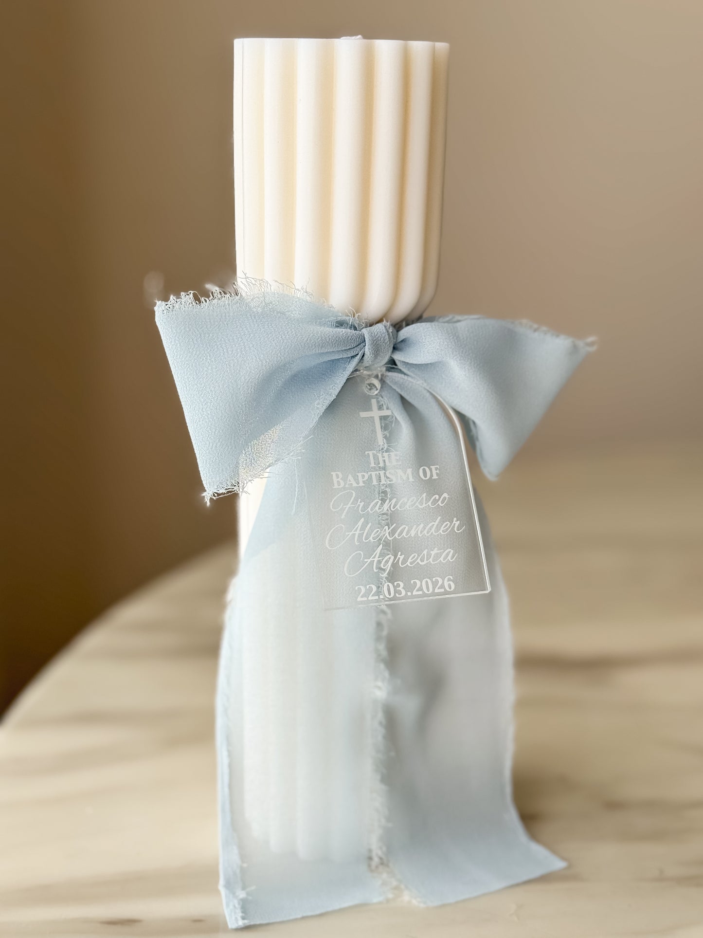 Hourglass Personalised Baptism Candle