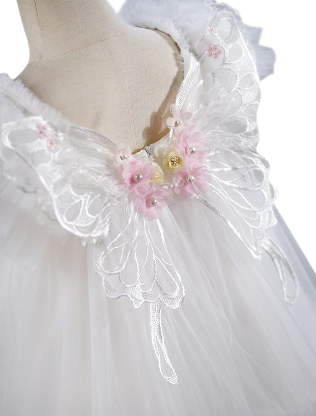 Seraphina White Flower & Butterfly Dress