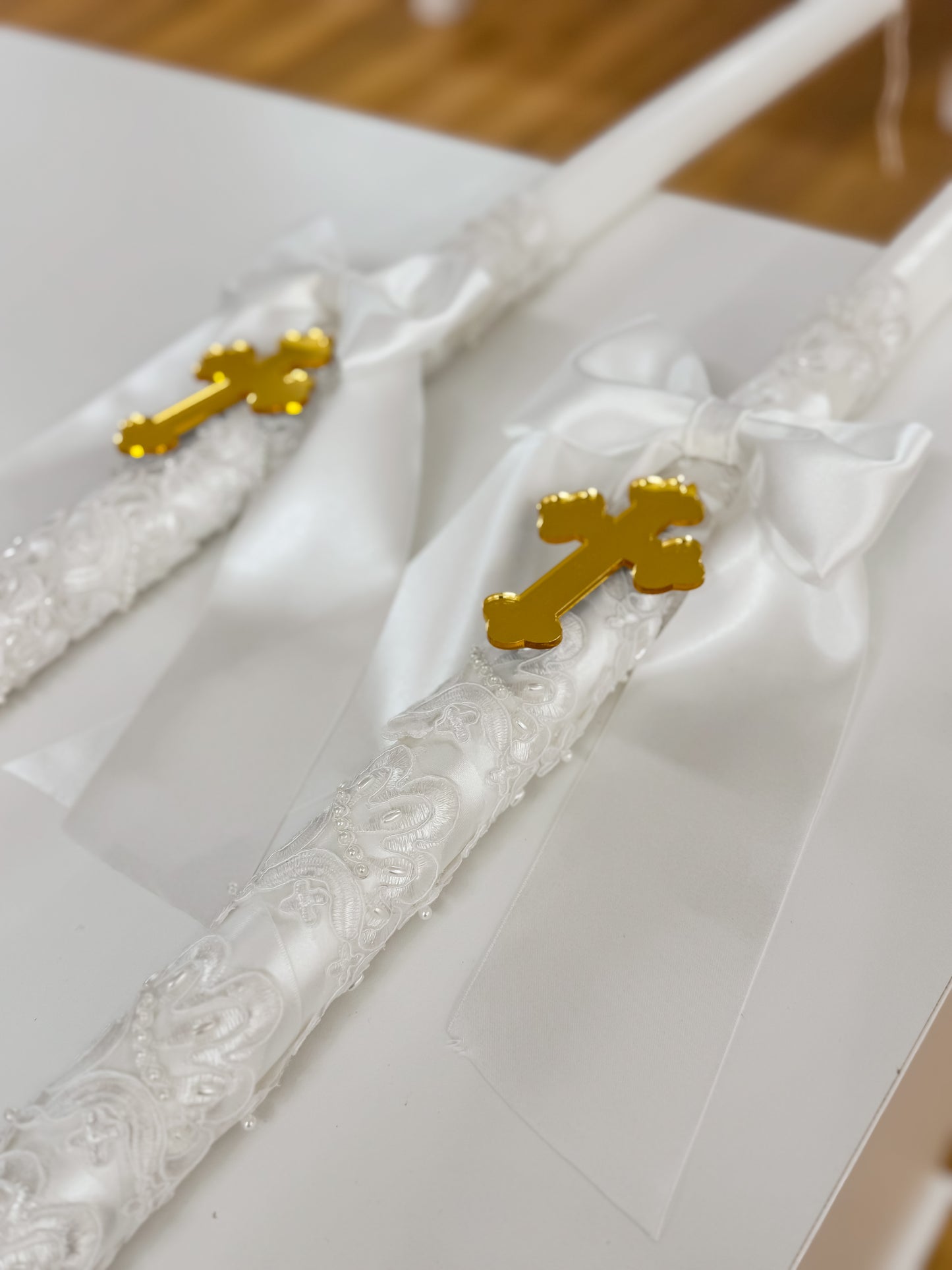 Orthodox Christening Candle - Lace