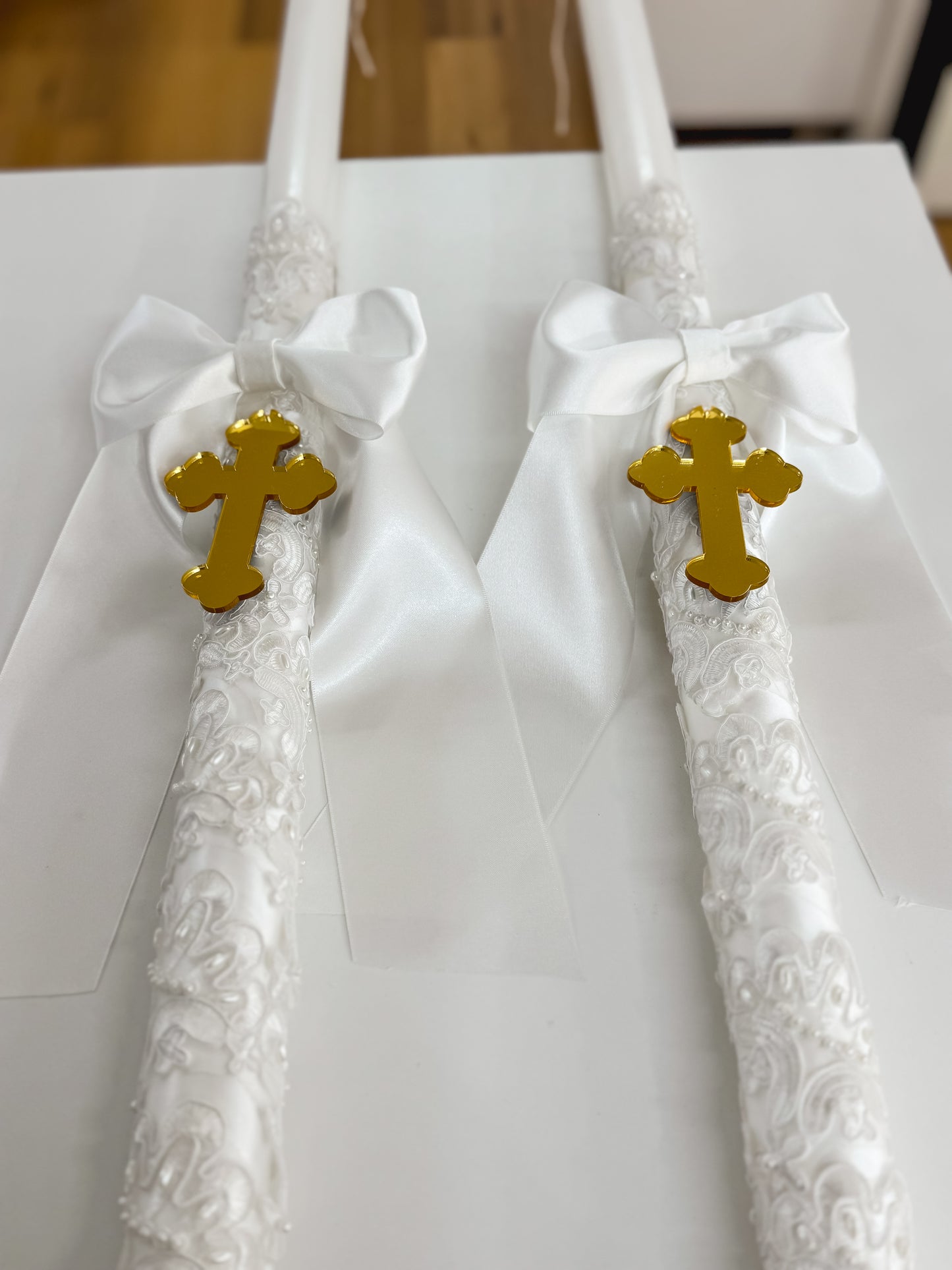 Orthodox Christening Candle - Lace