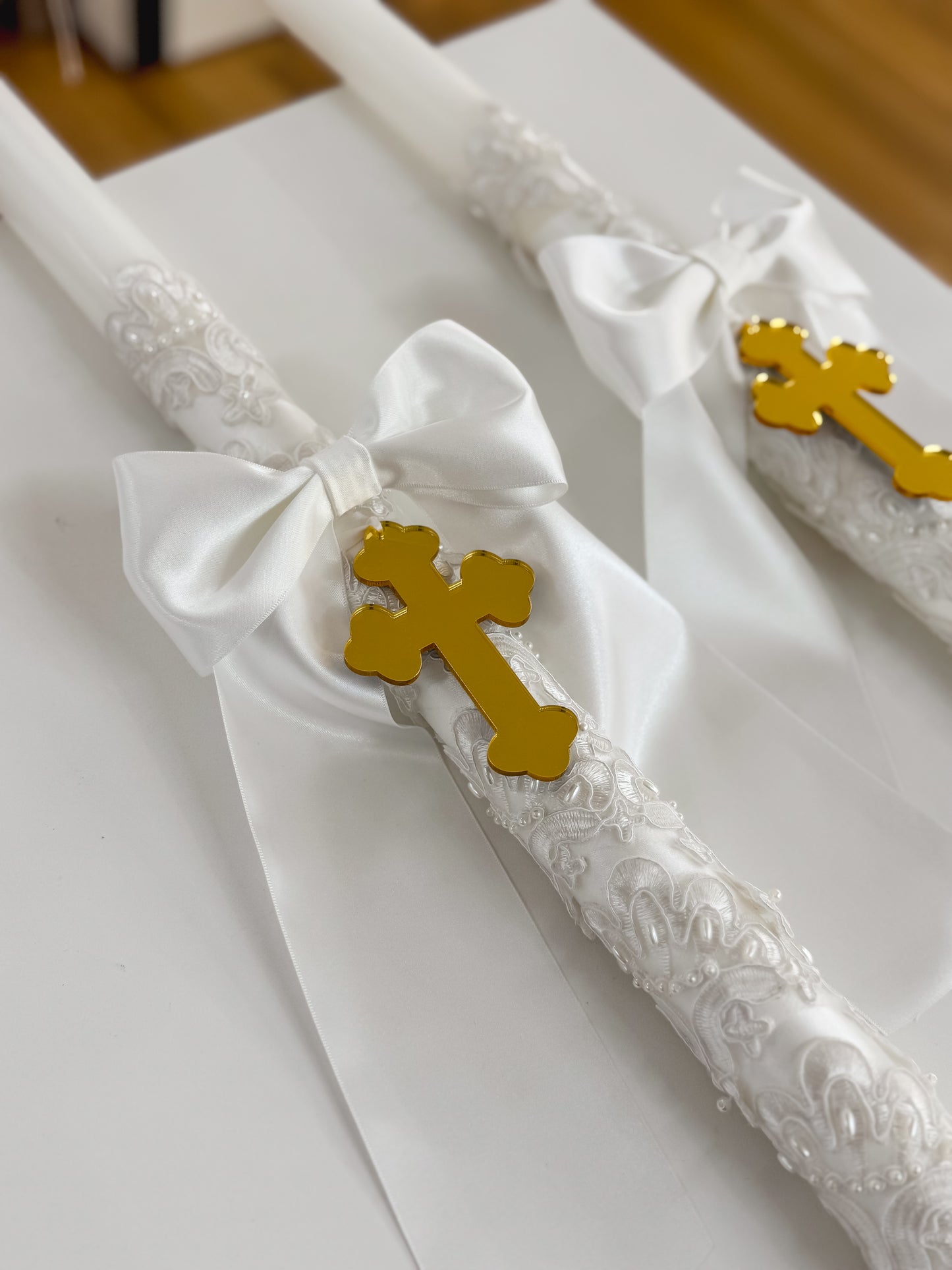 Orthodox Christening Candle - Lace