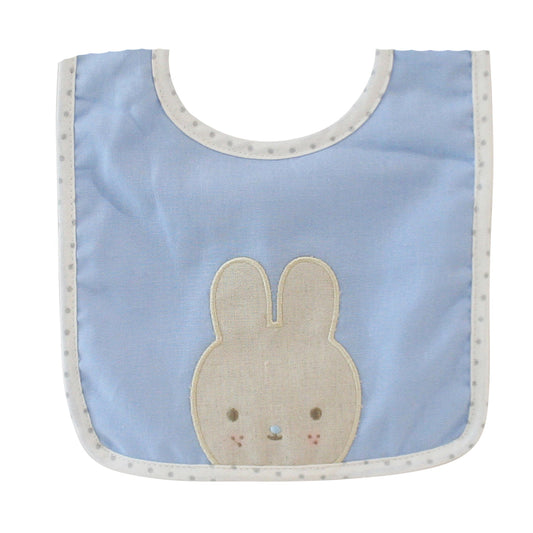 Linen Bunny Bib - Blue