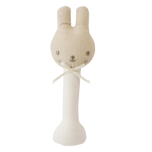 Alimrose Stick Rattle - Linen Bunny Ivory