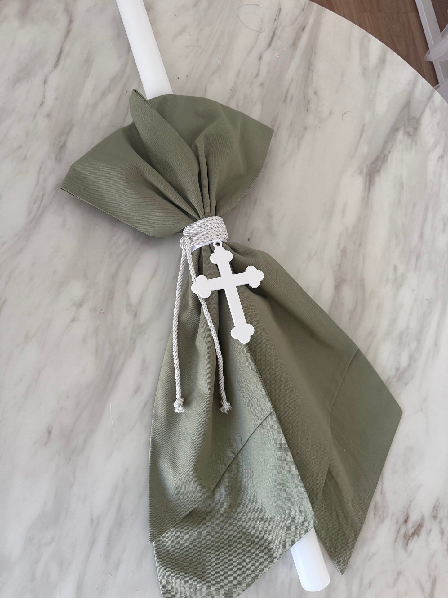 Orthodox Christening Candle - Layered Fabric