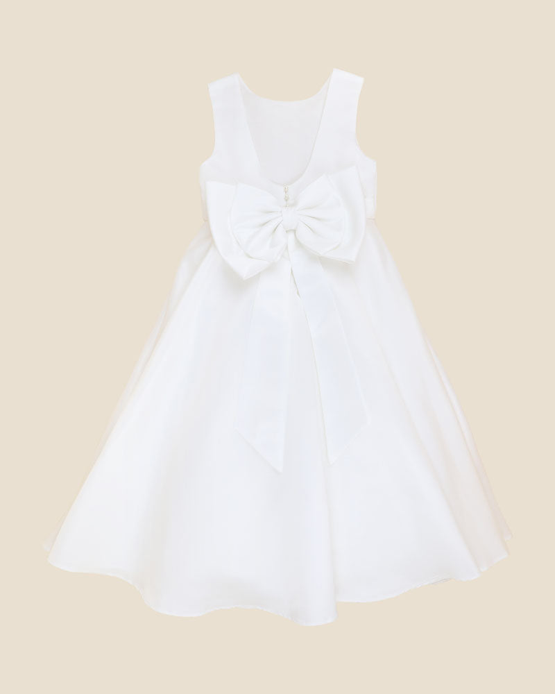 Ivory Duchess Satin Full Length Dress with Low Back