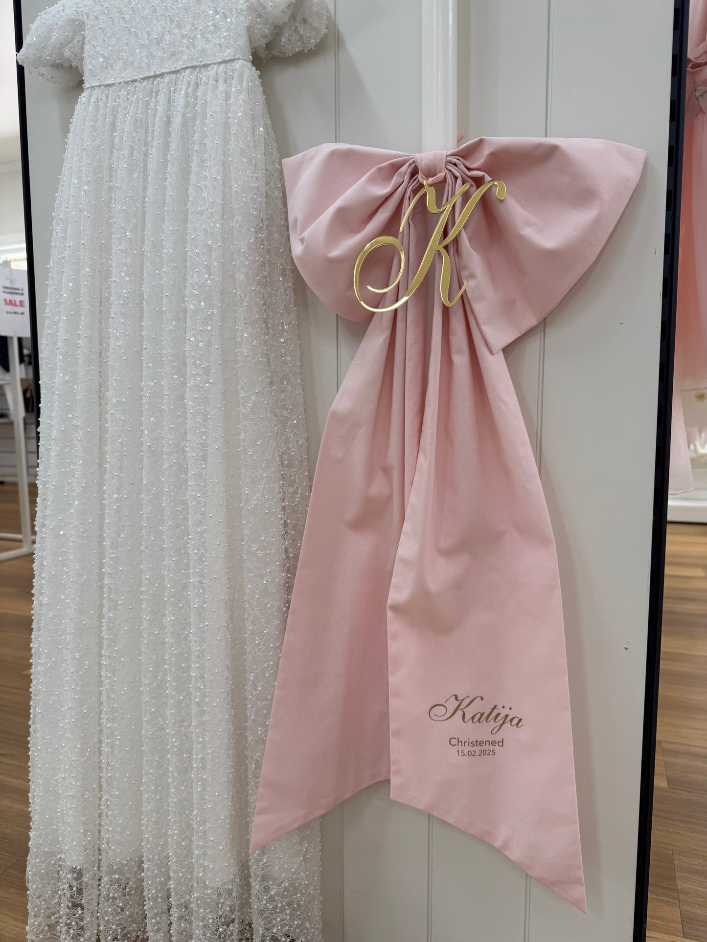 Orthodox Christening Candle - Fabric Bow