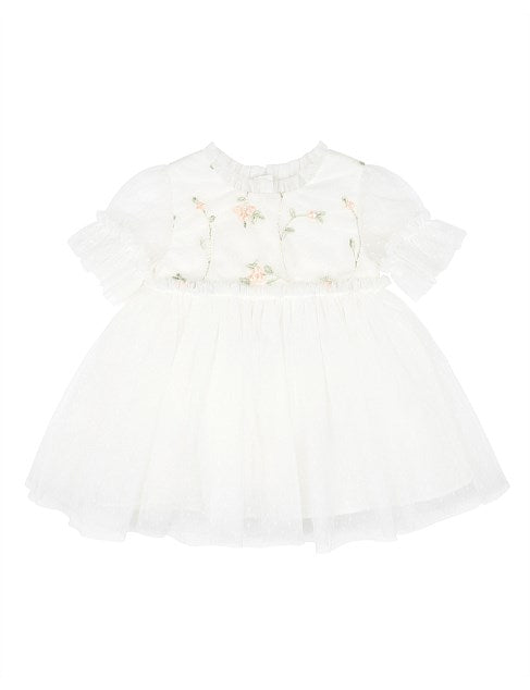 Tulle Emb Floral SS Dress