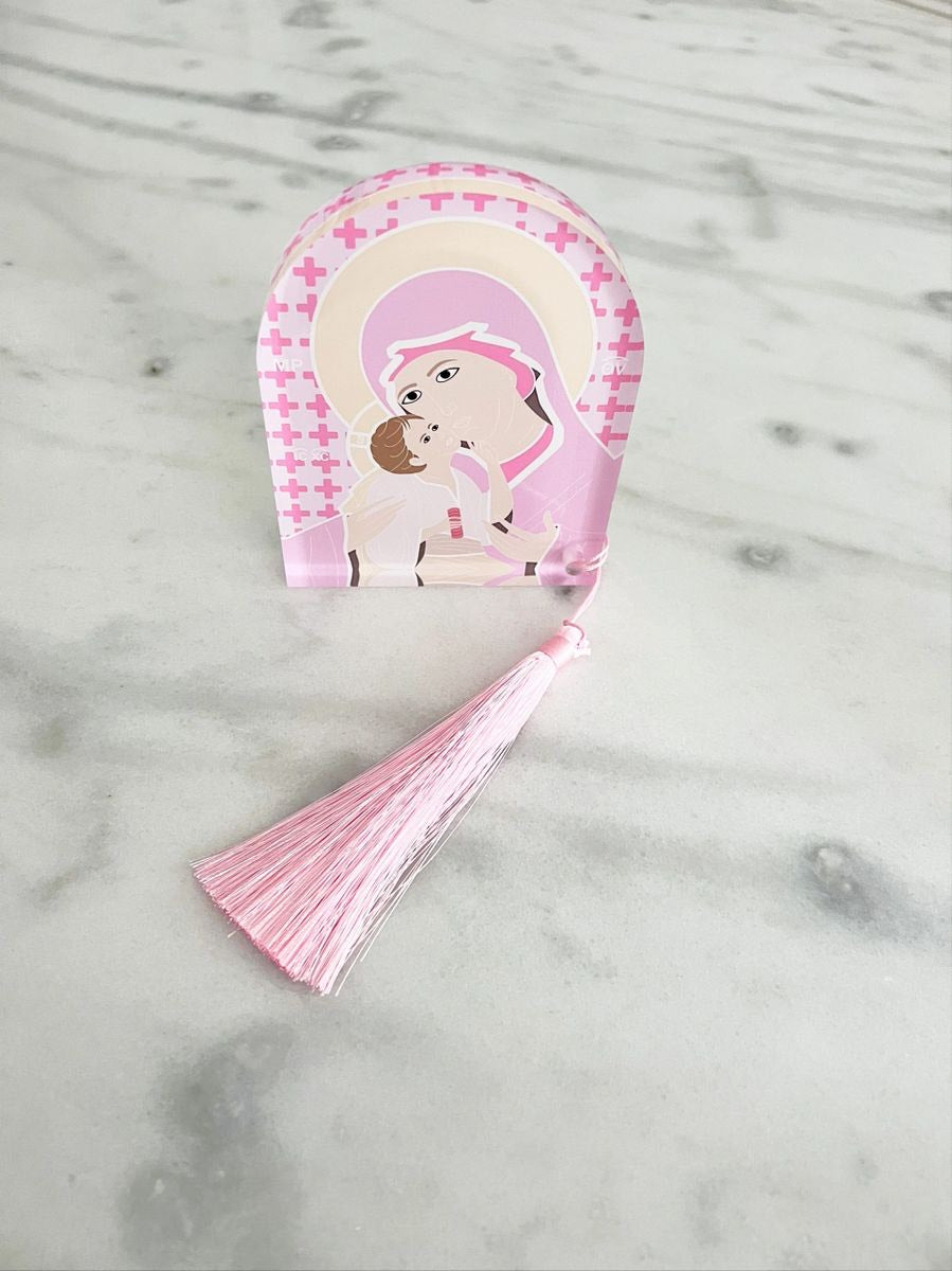 Mother Mary & Jesus Acrylic Icon - Pink