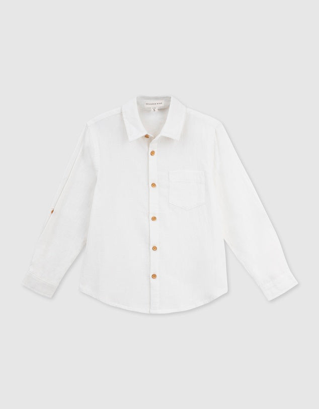 Archie Long Sleeve Button Shirt - Ivory
