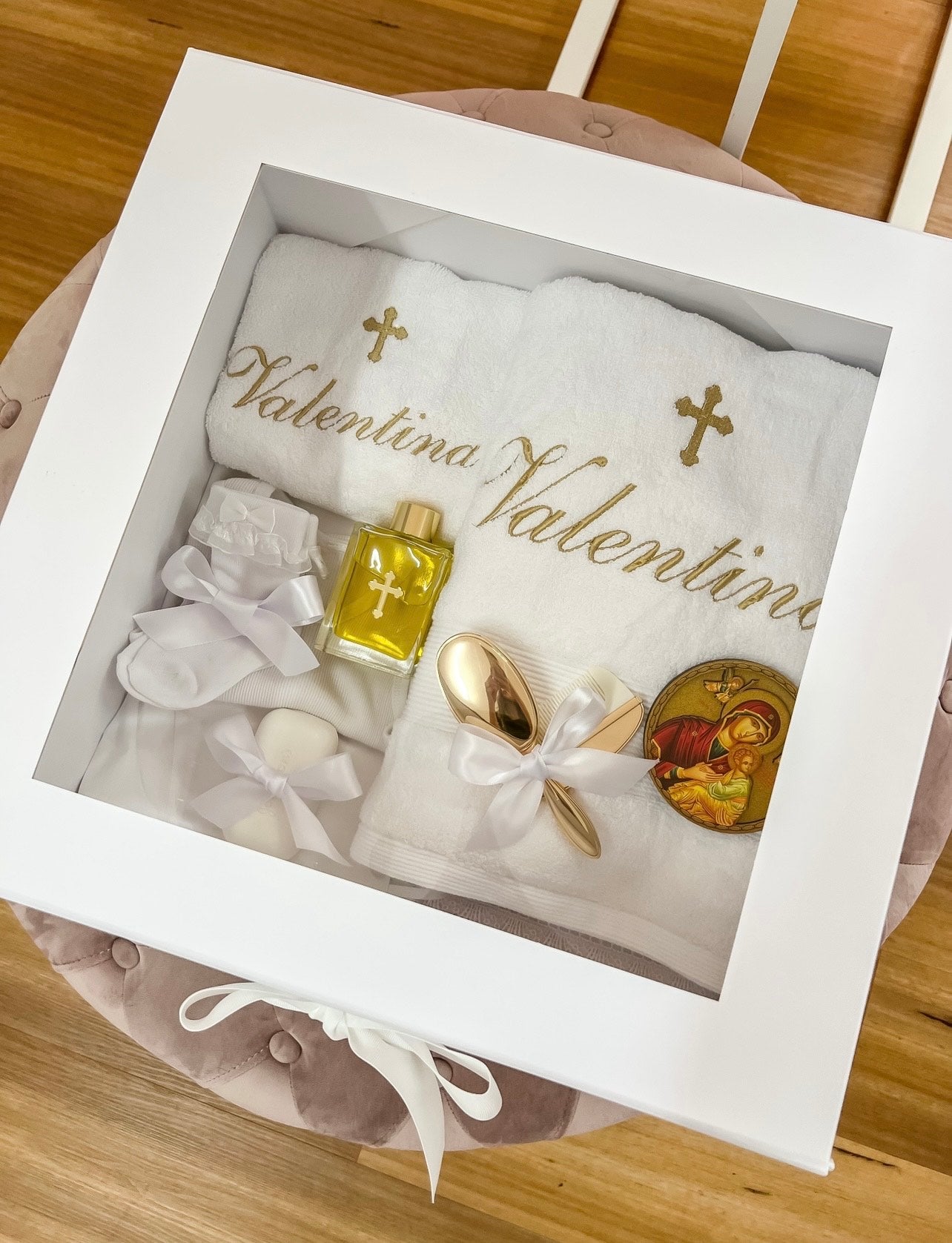 White Christening Box + Window
