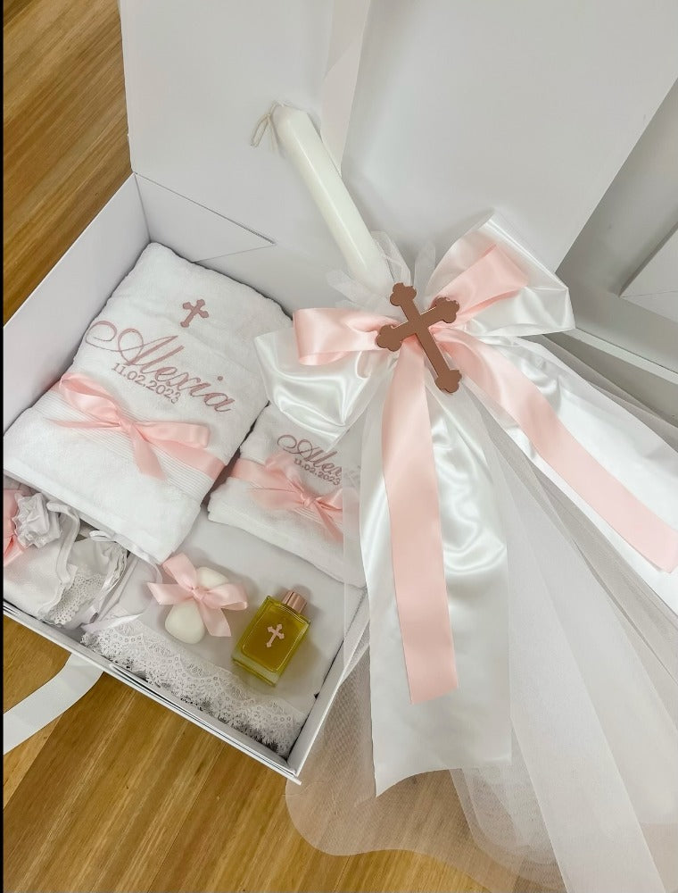 Orthodox Christening Candle - Ribbon Bow & Tulle