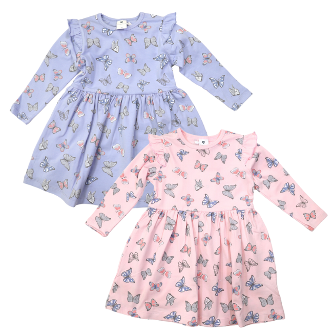 Butterfly Print Long Sleeve Dress