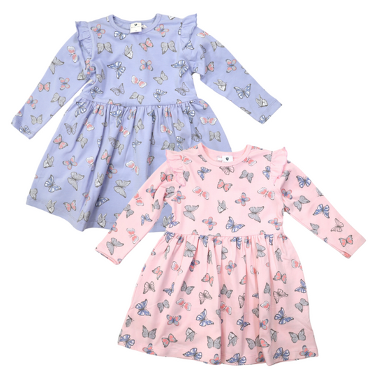 Butterfly Print Long Sleeve Dress