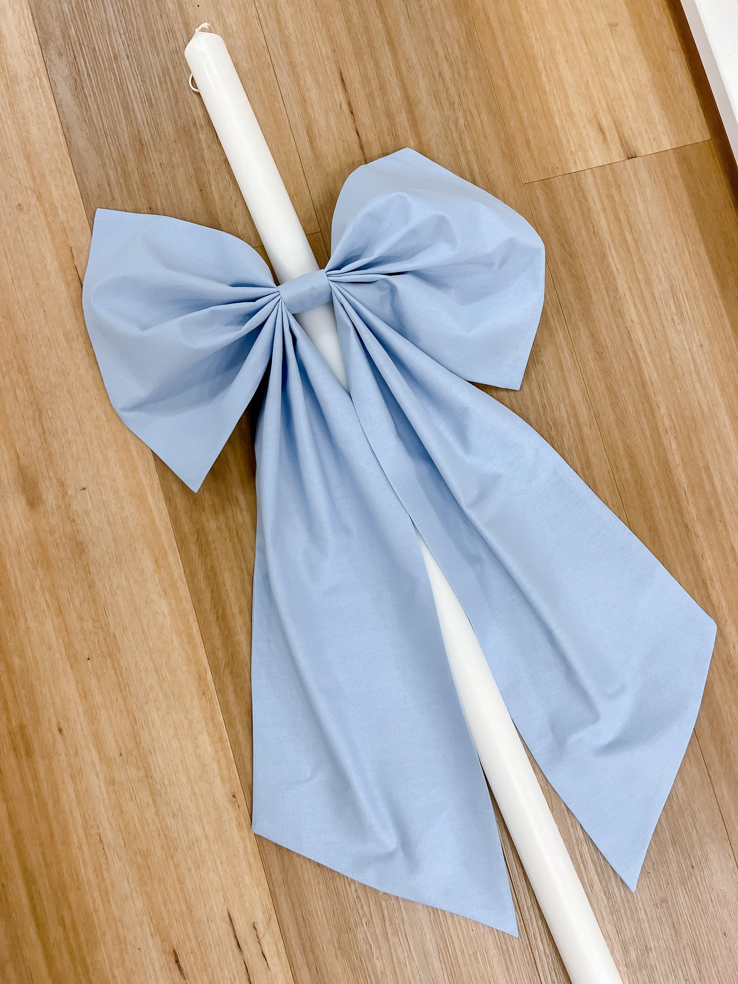 Orthodox Christening Candle - Fabric Bow